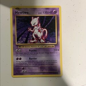 Pokemon Mewtwo Trading Card - Purple and Yellow